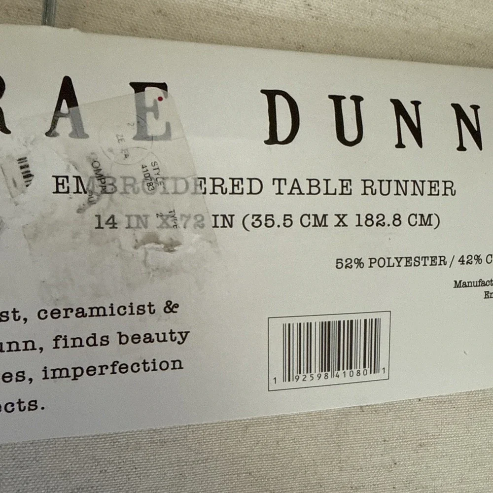 Rae Dunn FAMILY. Embroidered Table Runner 14